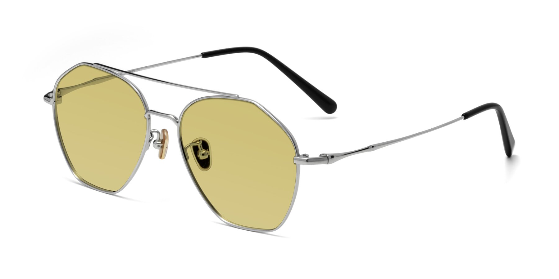 Angle of Linton in Silver with Medium Champagne Tinted Lenses