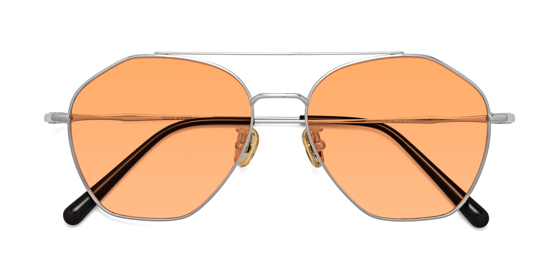 Folded Front of Linton in Silver with Medium Orange Tinted Lenses