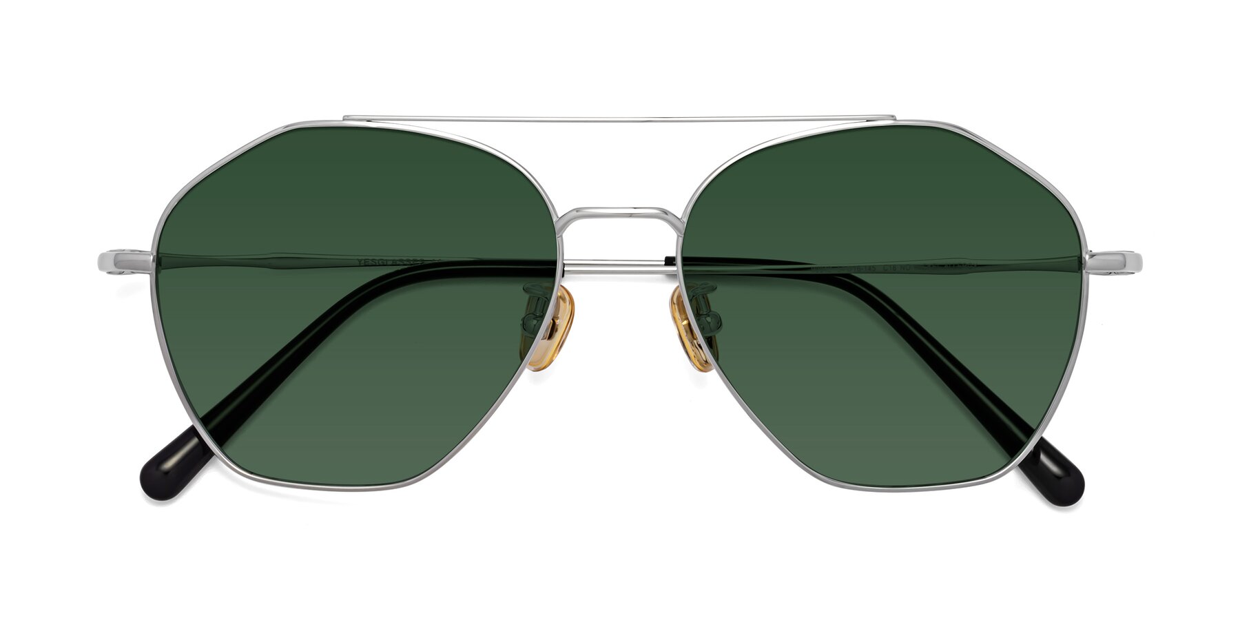 Folded Front of 90042 in Silver with Green Tinted Lenses