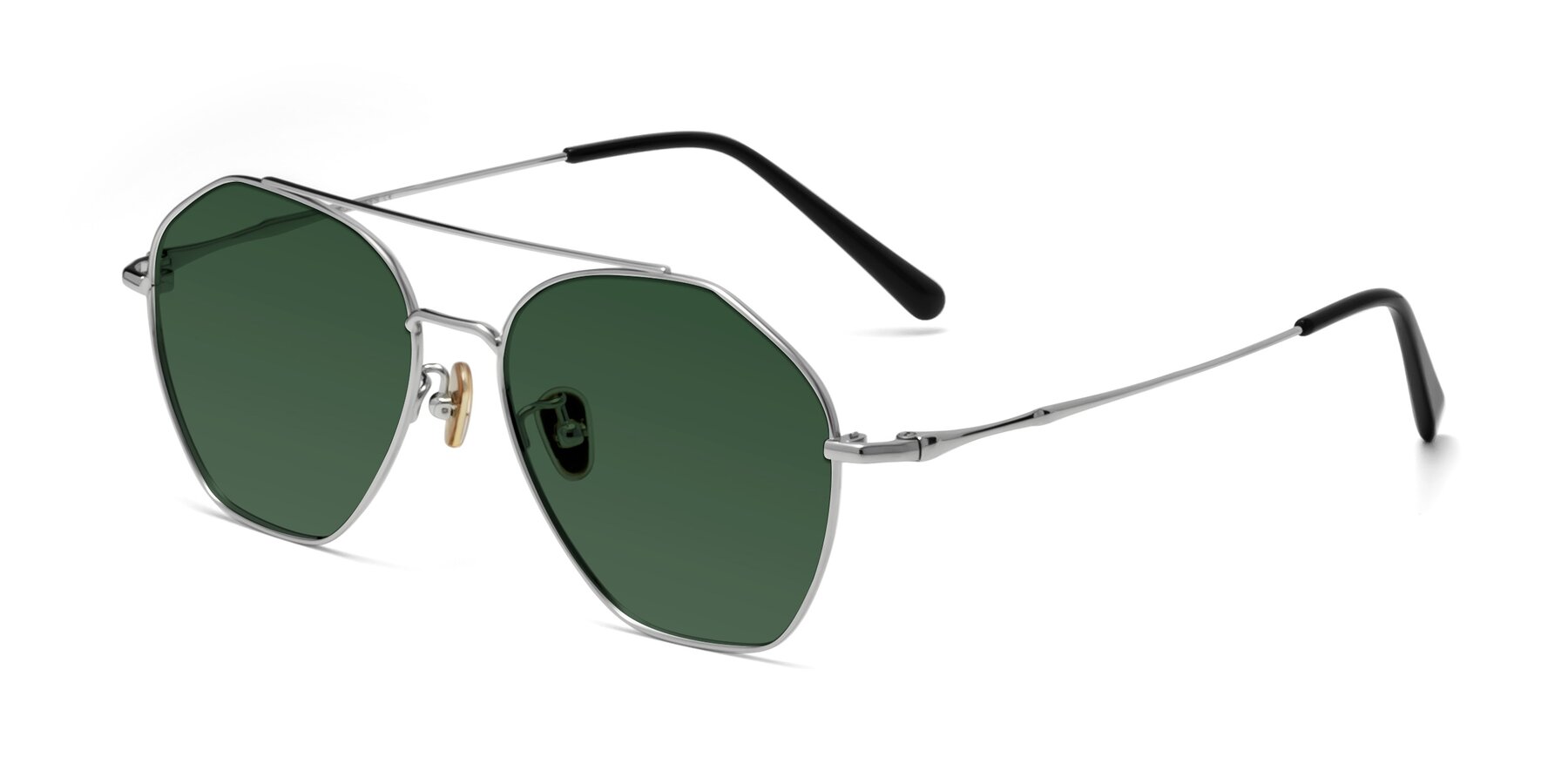 Angle of 90042 in Silver with Green Tinted Lenses
