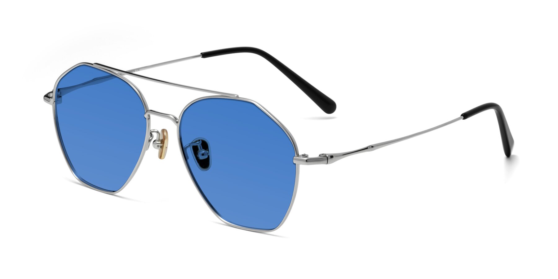Angle of Linton in Silver with Blue Tinted Lenses