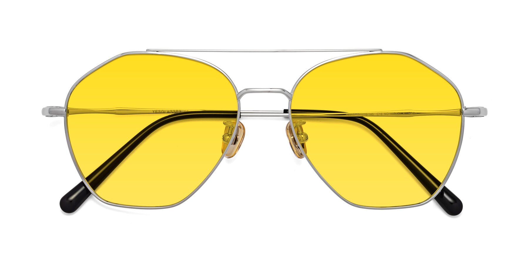 Folded Front of 90042 in Silver with Yellow Tinted Lenses