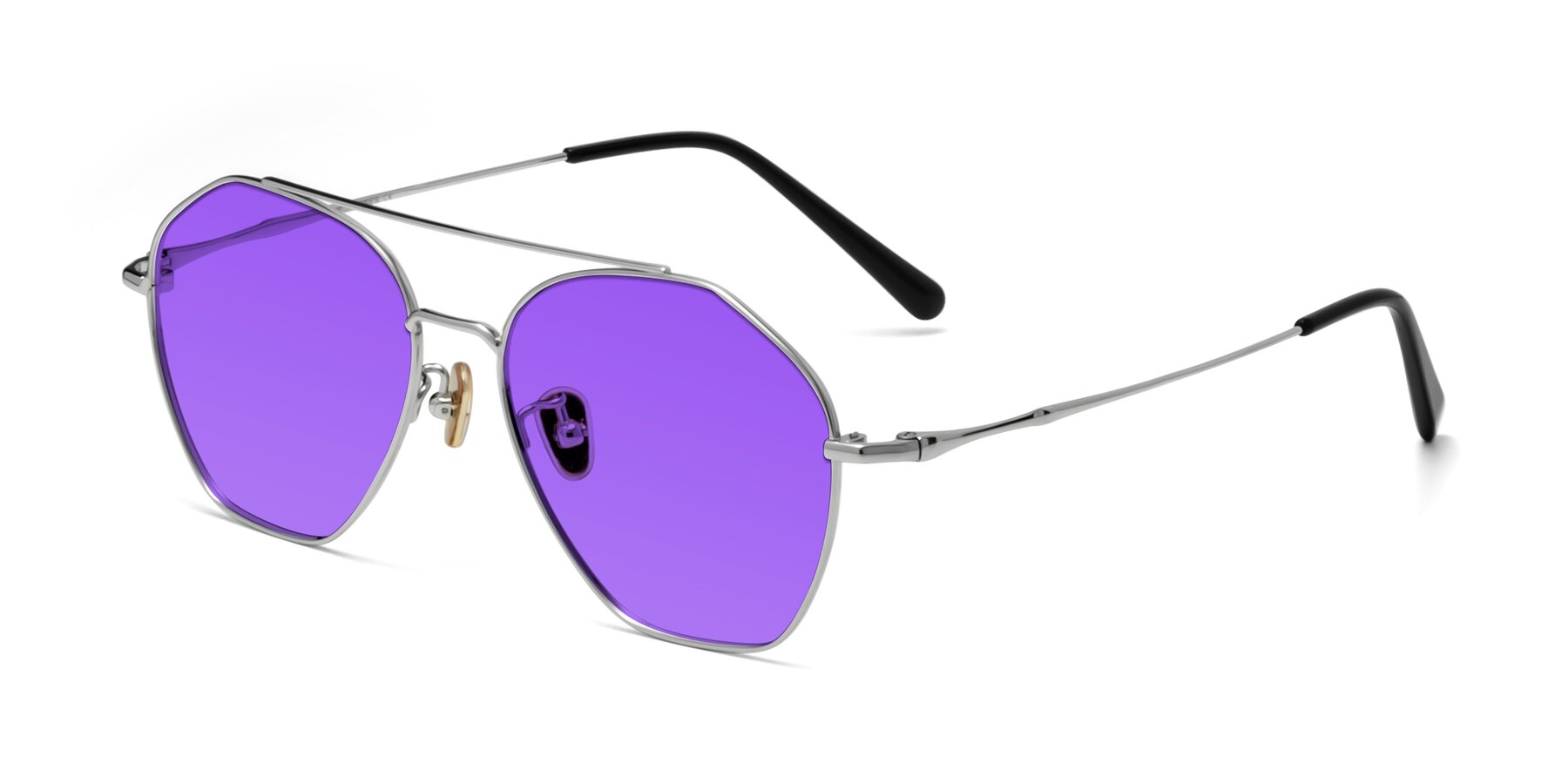 Angle of Linton in Silver with Purple Tinted Lenses