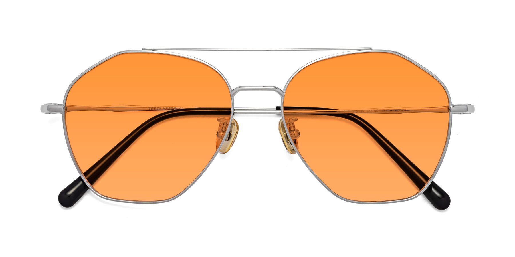 Folded Front of Linton in Silver with Orange Tinted Lenses