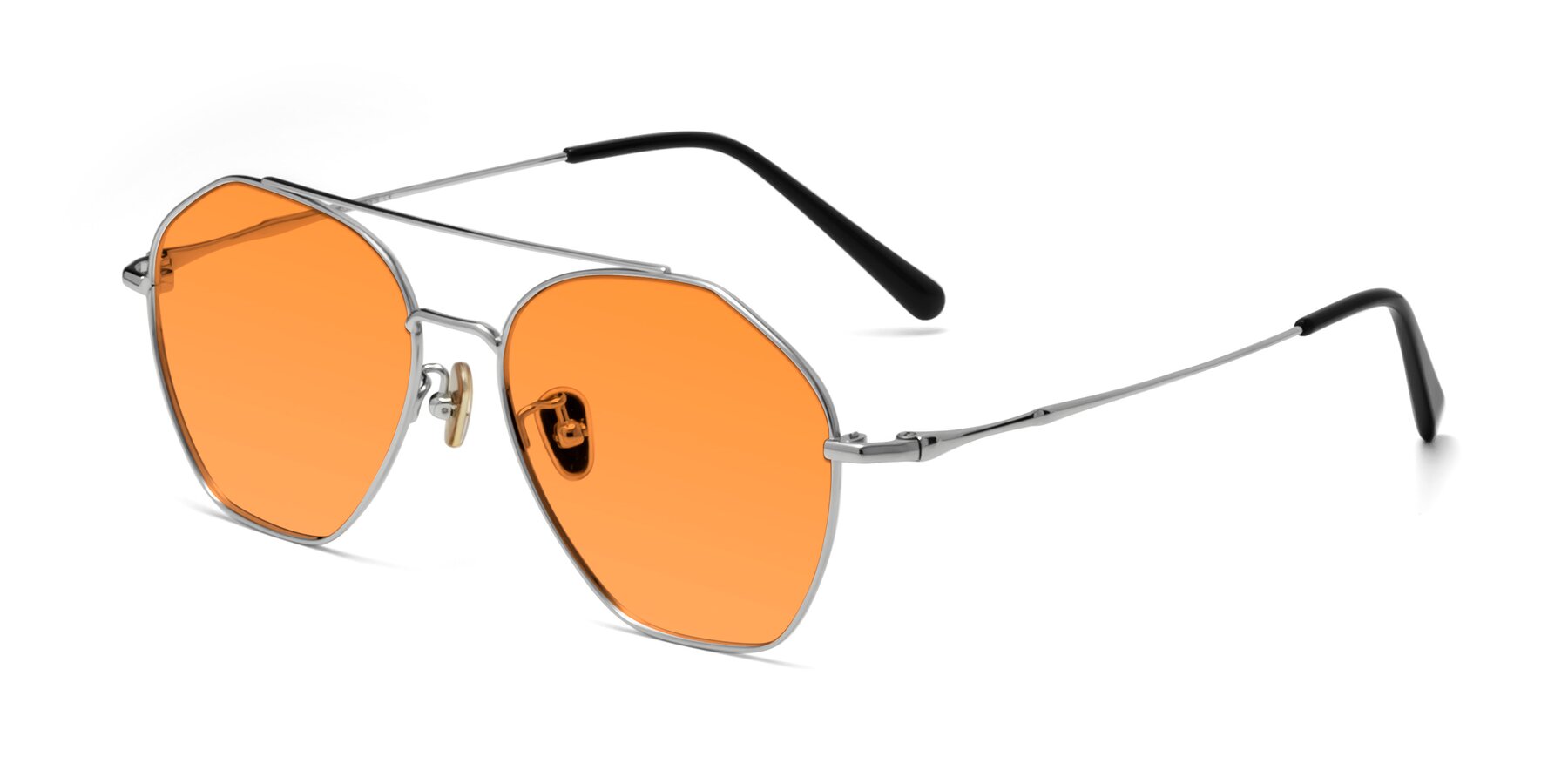 Angle of Linton in Silver with Orange Tinted Lenses