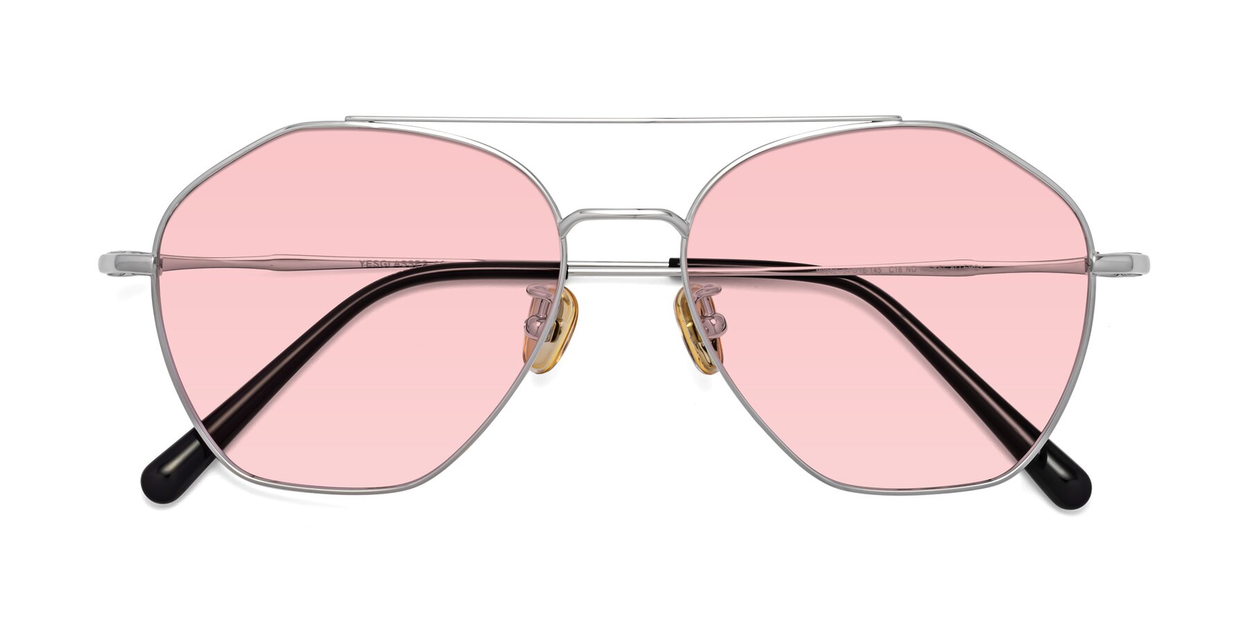 Folded Front of Linton in Silver with Light Garnet Tinted Lenses