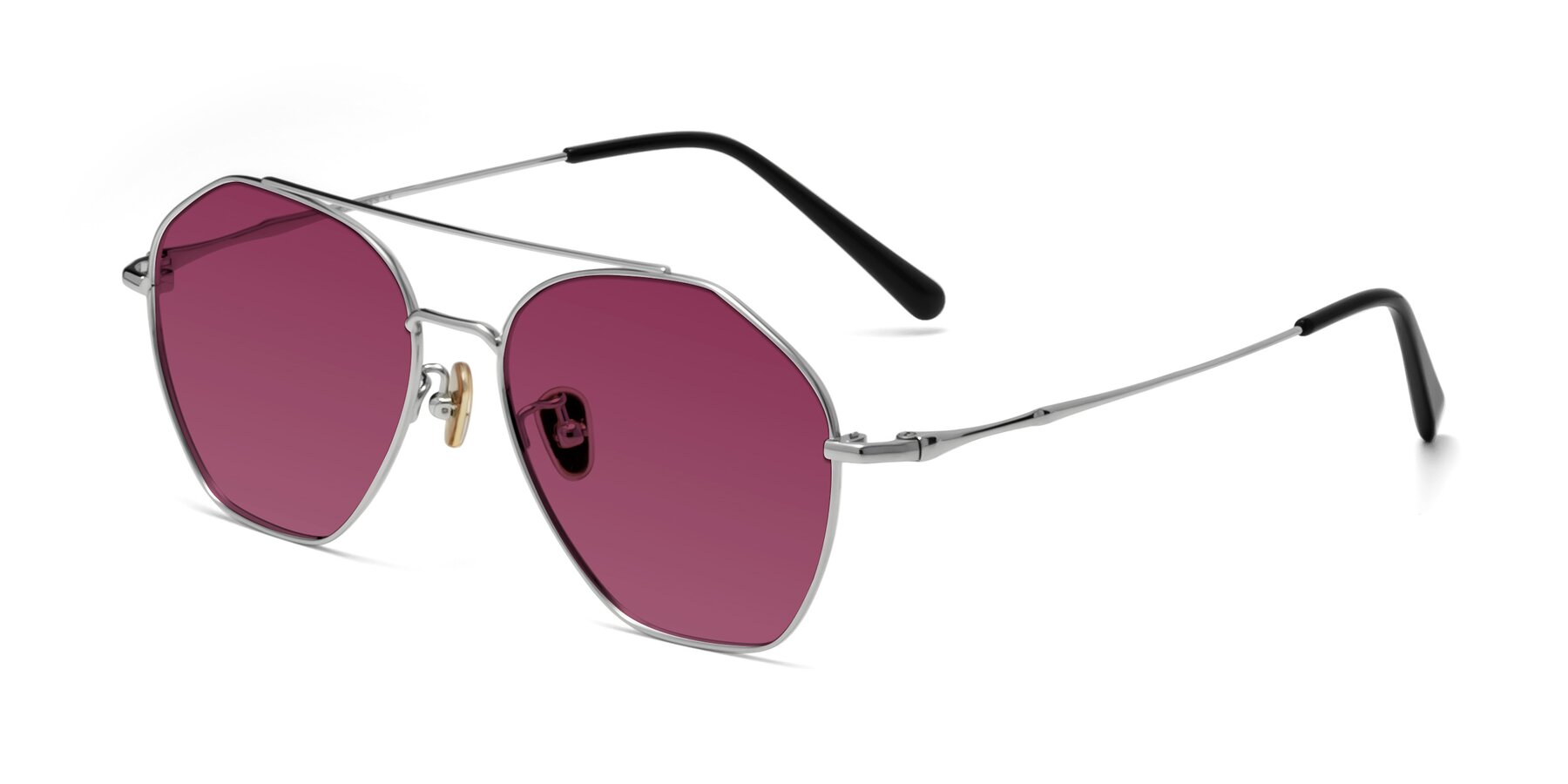 Angle of Linton in Silver with Wine Tinted Lenses