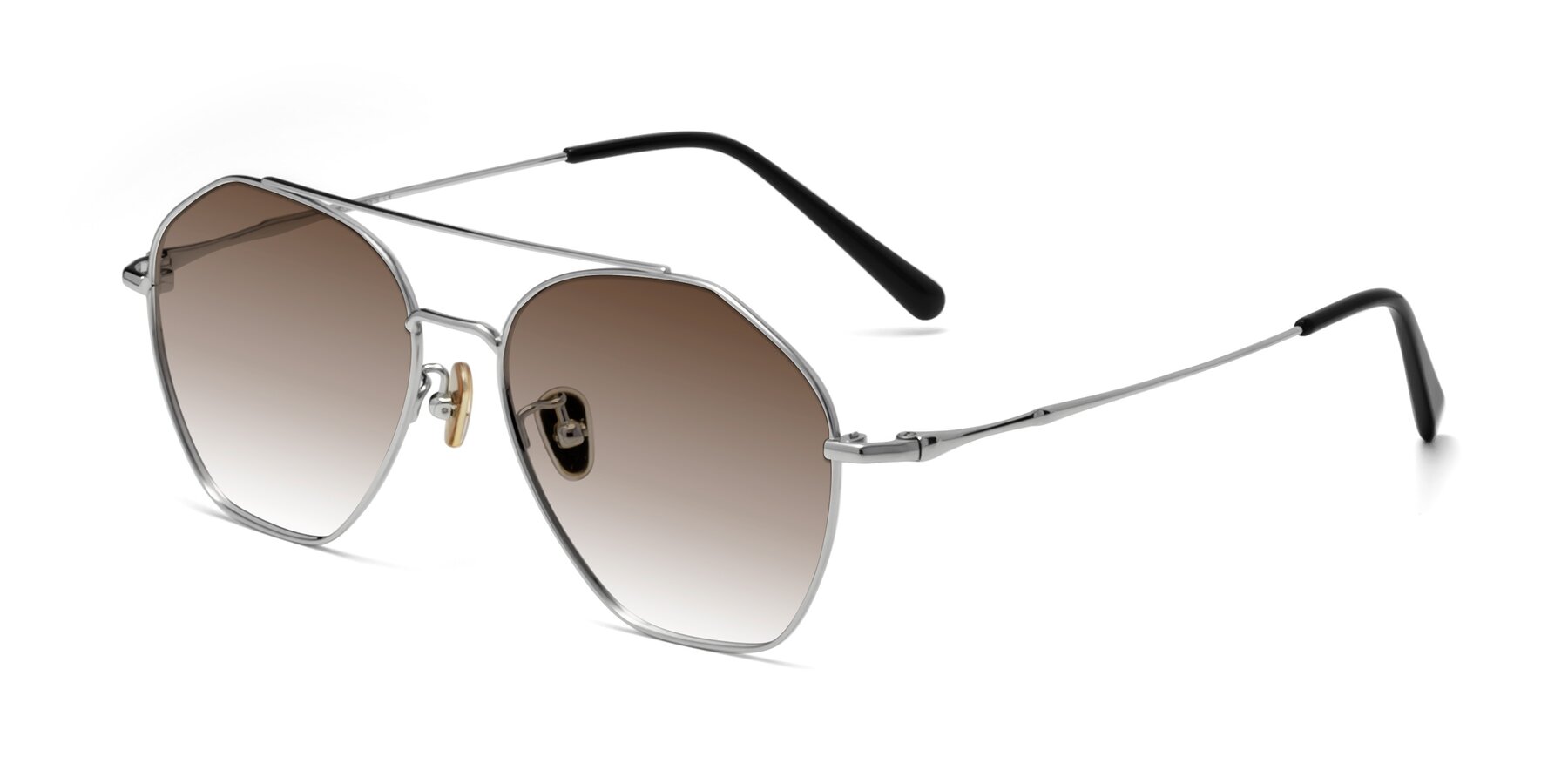 Angle of 90042 in Silver with Brown Gradient Lenses