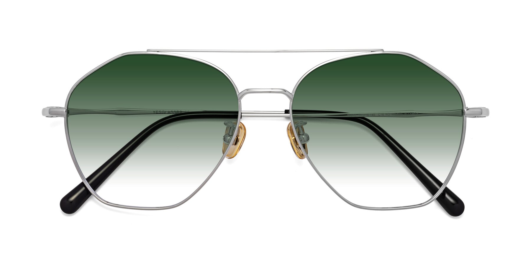 Folded Front of 90042 in Silver with Green Gradient Lenses
