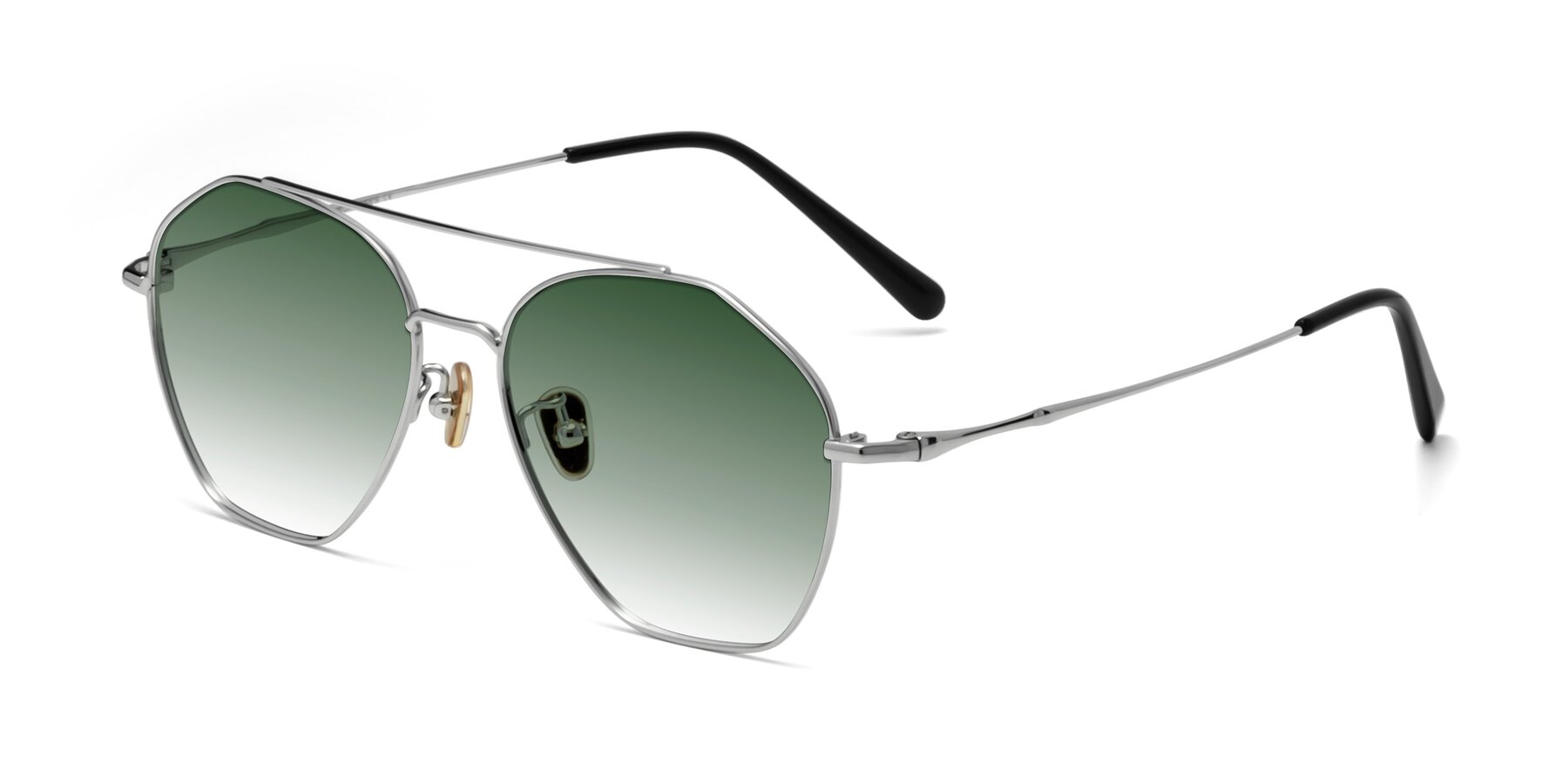 Angle of 90042 in Silver with Green Gradient Lenses