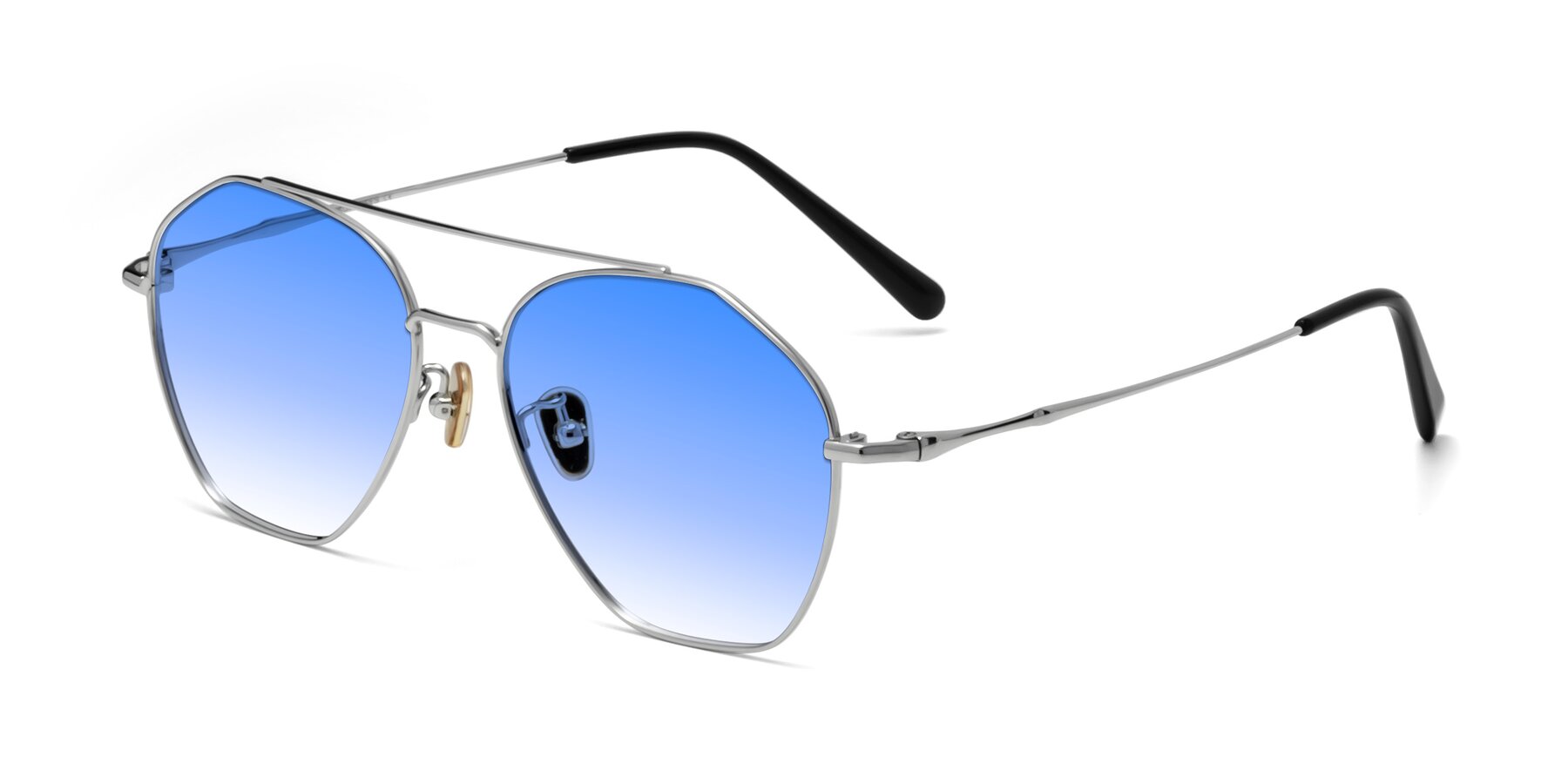 Angle of 90042 in Silver with Blue Gradient Lenses
