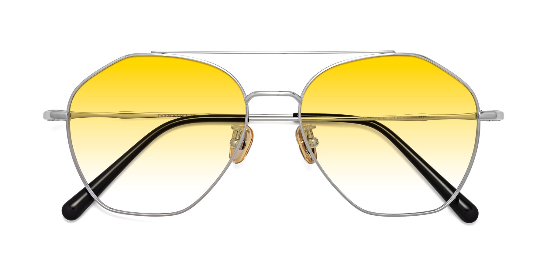 Folded Front of Linton in Silver with Yellow Gradient Lenses