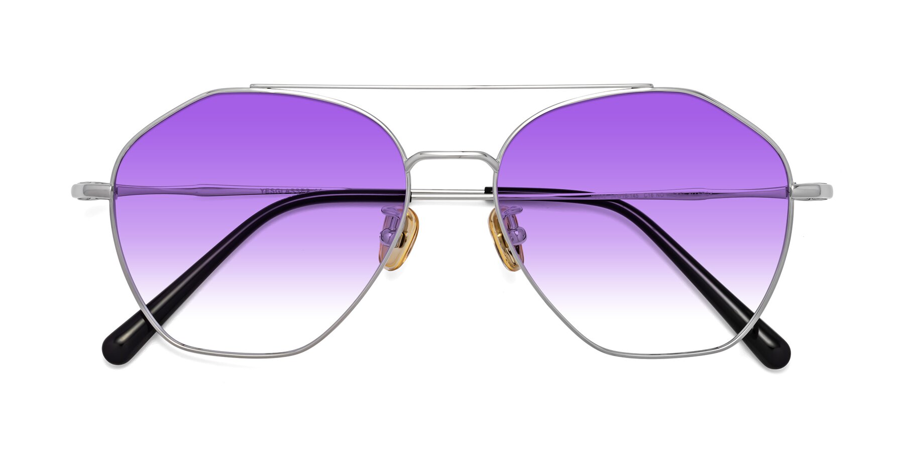 Folded Front of 90042 in Silver with Purple Gradient Lenses