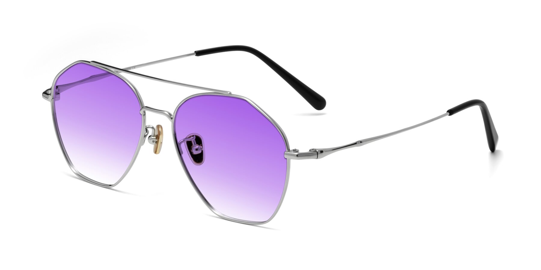 Angle of Linton in Silver with Purple Gradient Lenses