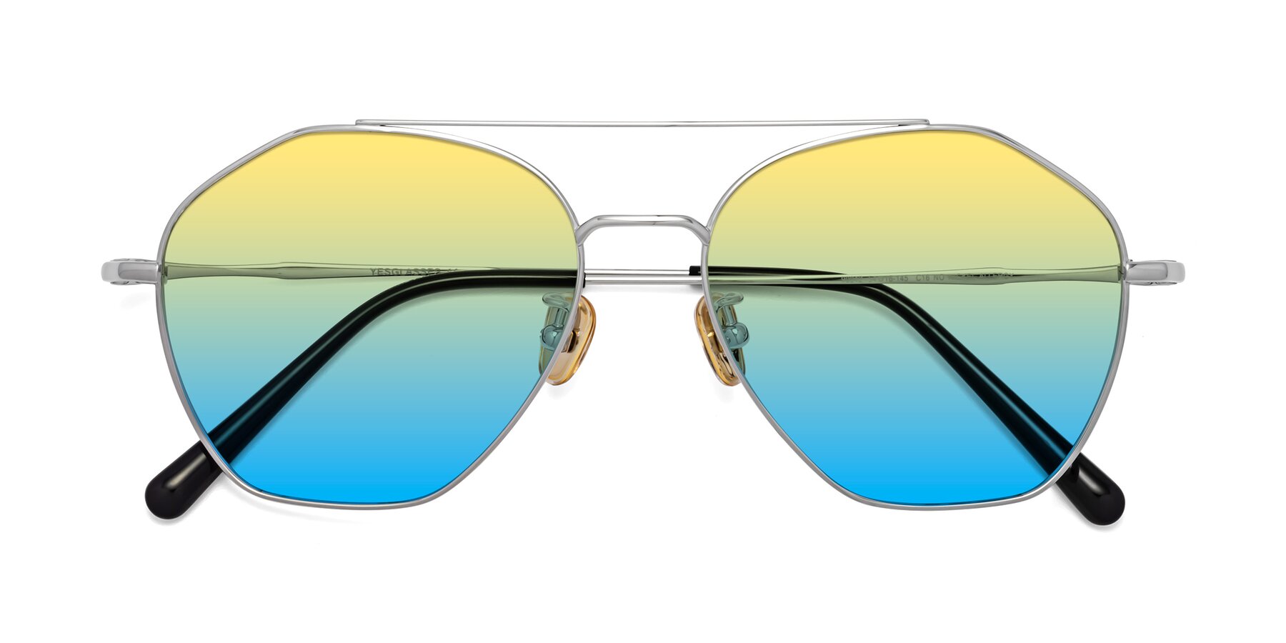 Folded Front of Linton in Silver with Yellow / Blue Gradient Lenses