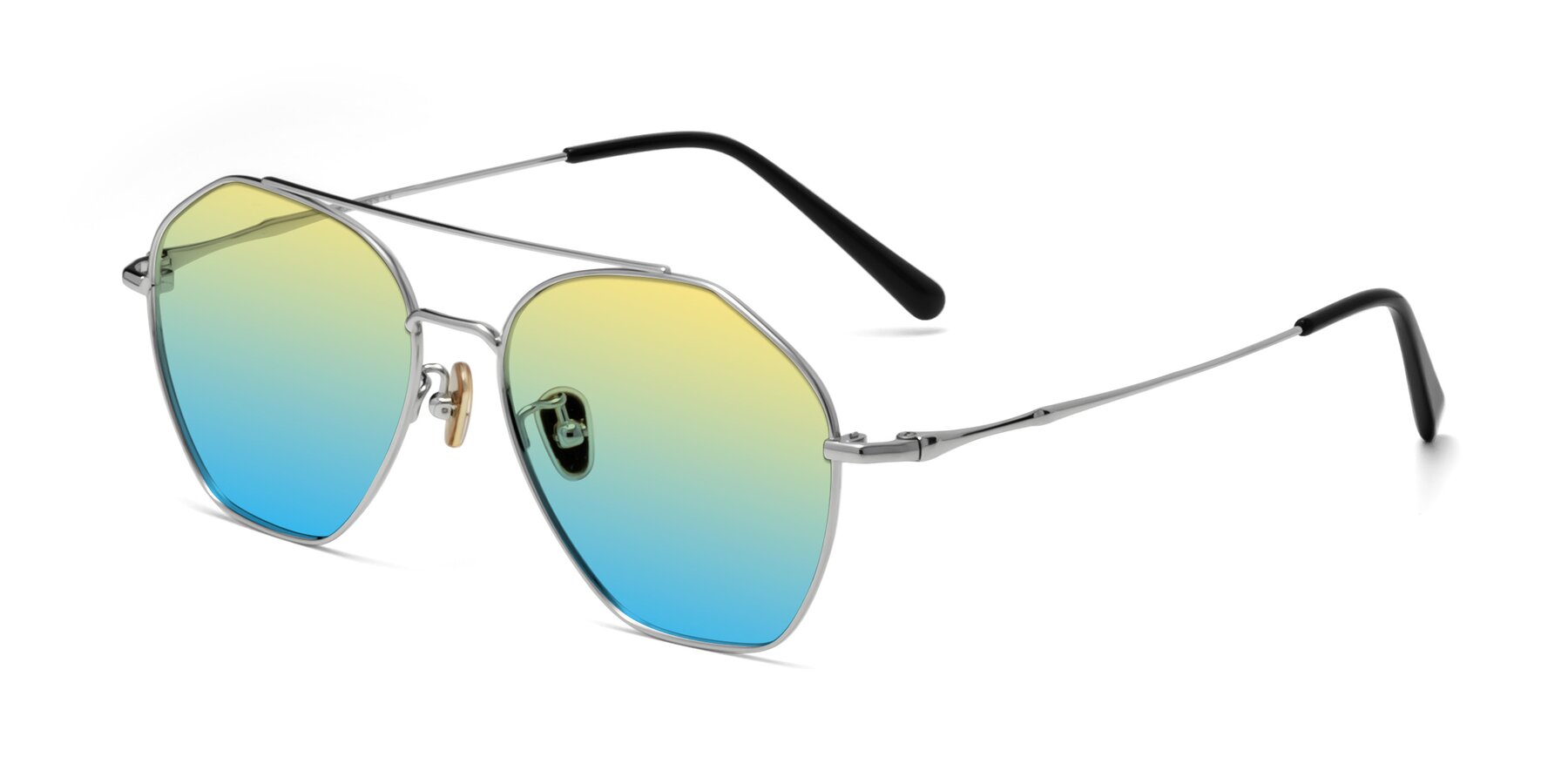 Angle of Linton in Silver with Yellow / Blue Gradient Lenses