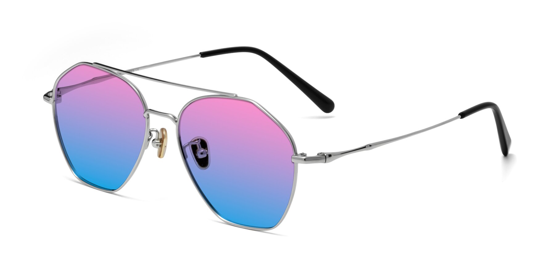 Angle of 90042 in Silver with Pink / Blue Gradient Lenses