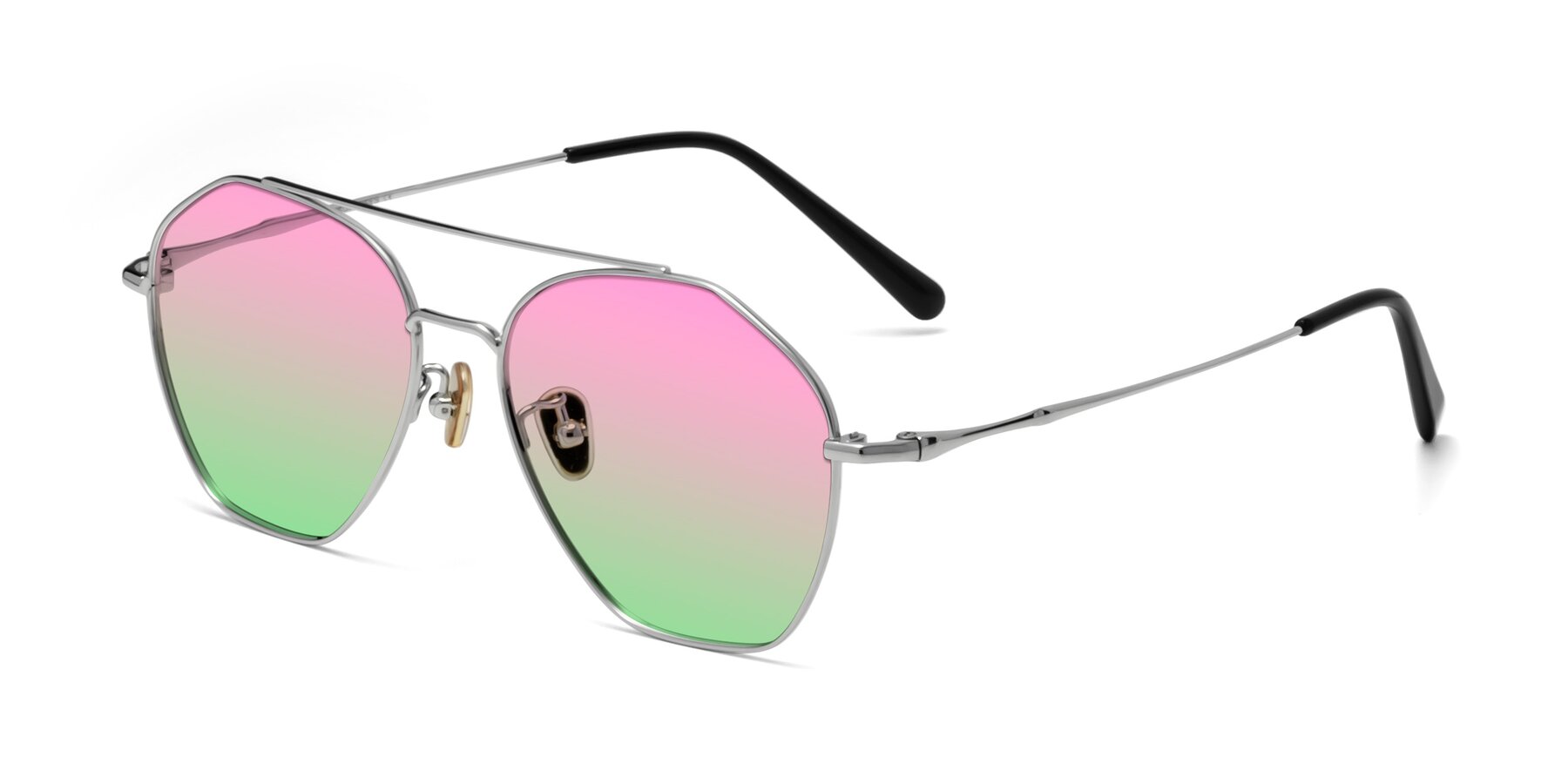 Angle of 90042 in Silver with Pink / Green Gradient Lenses