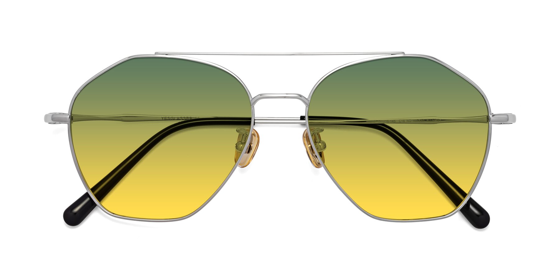 Folded Front of Linton in Silver with Green / Yellow Gradient Lenses