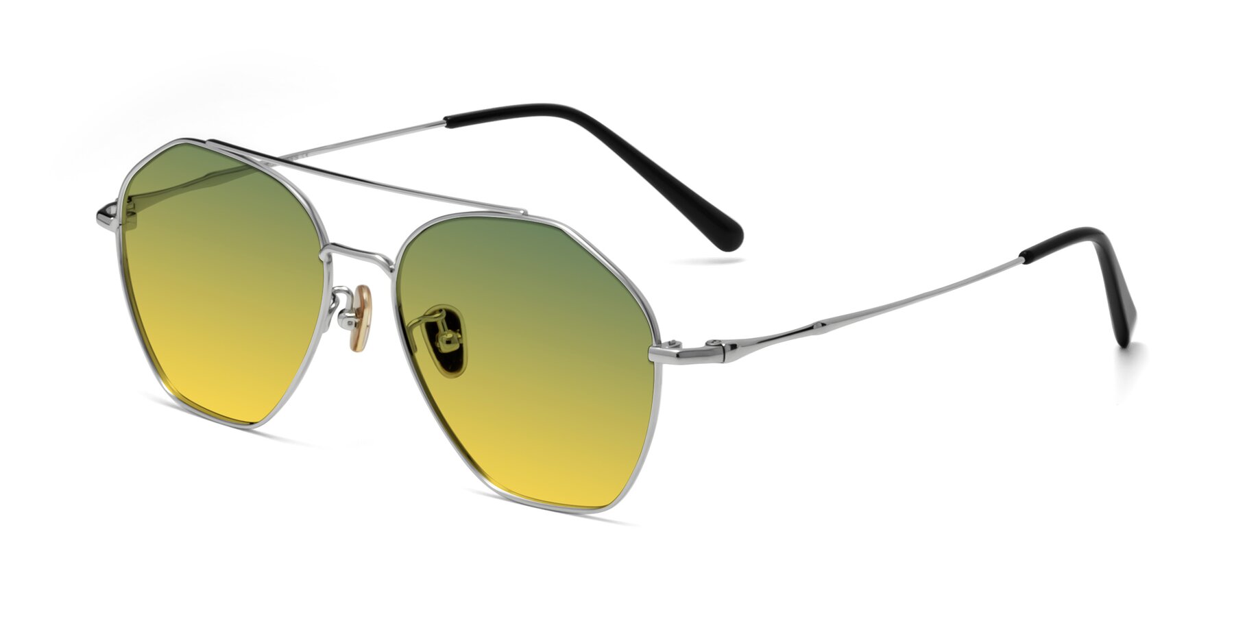 Angle of Linton in Silver with Green / Yellow Gradient Lenses