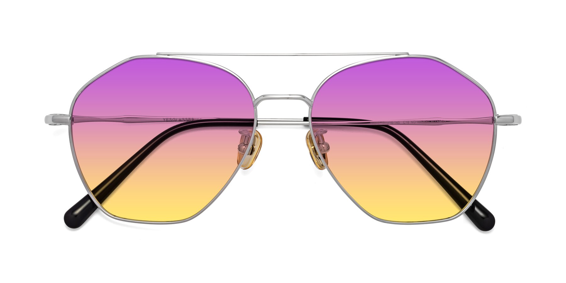 Folded Front of Linton in Silver with Purple / Yellow Gradient Lenses