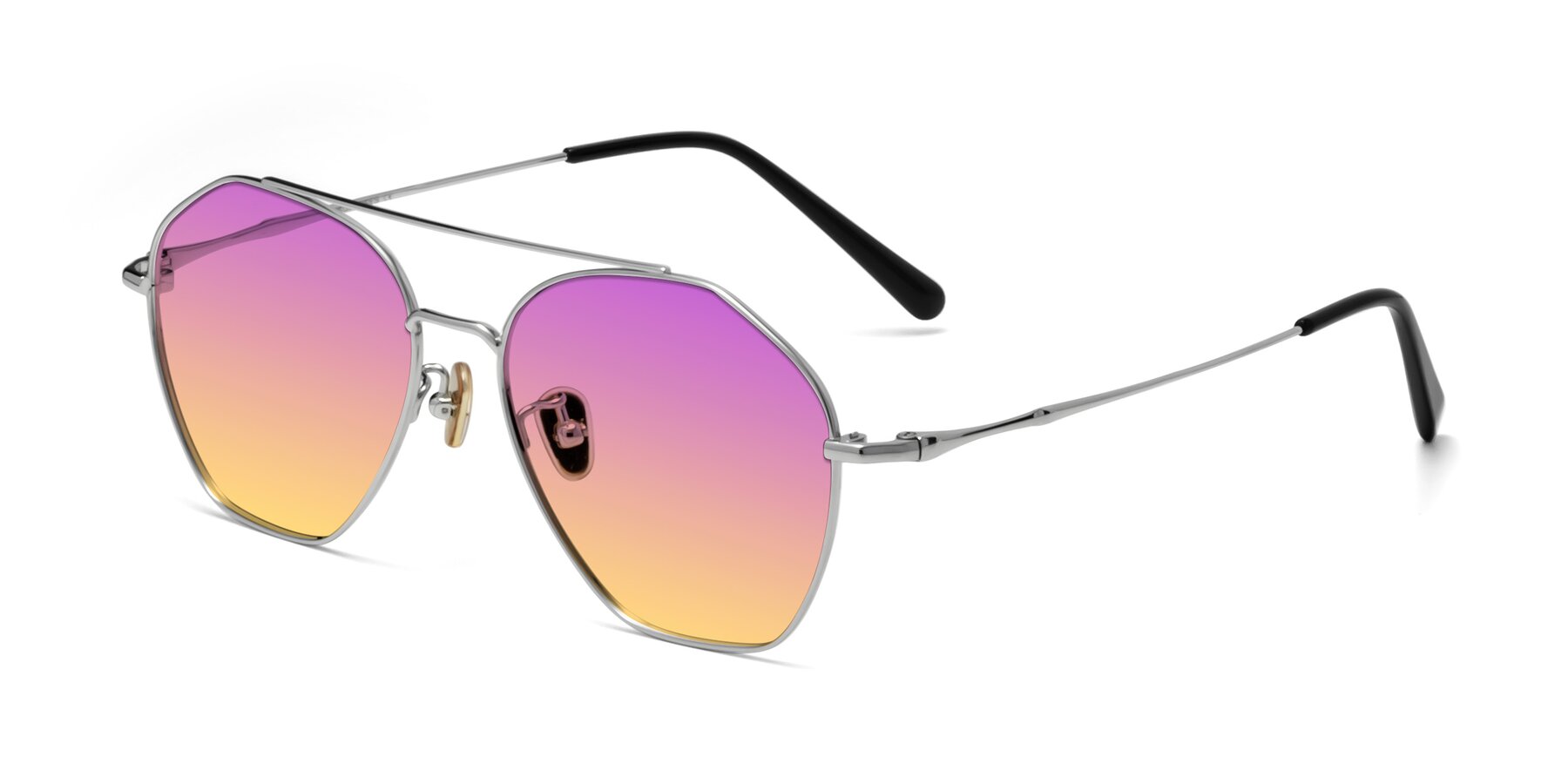 Angle of Linton in Silver with Purple / Yellow Gradient Lenses