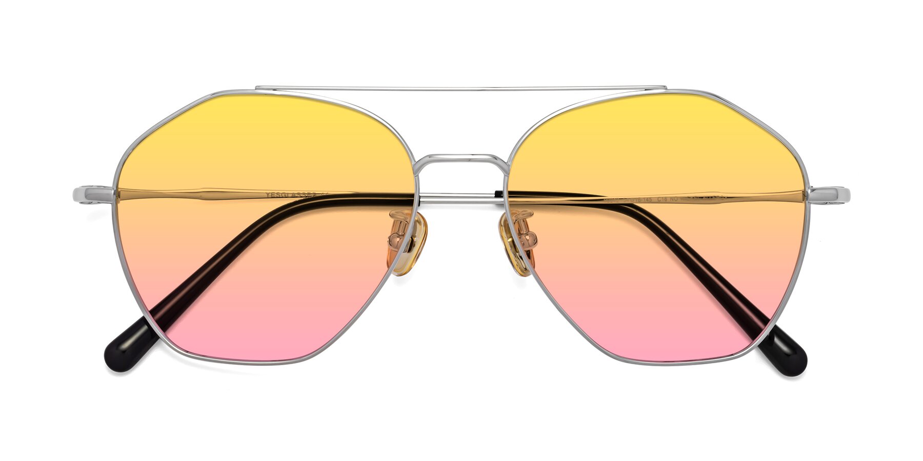 Folded Front of Linton in Silver with Yellow / Pink Gradient Lenses