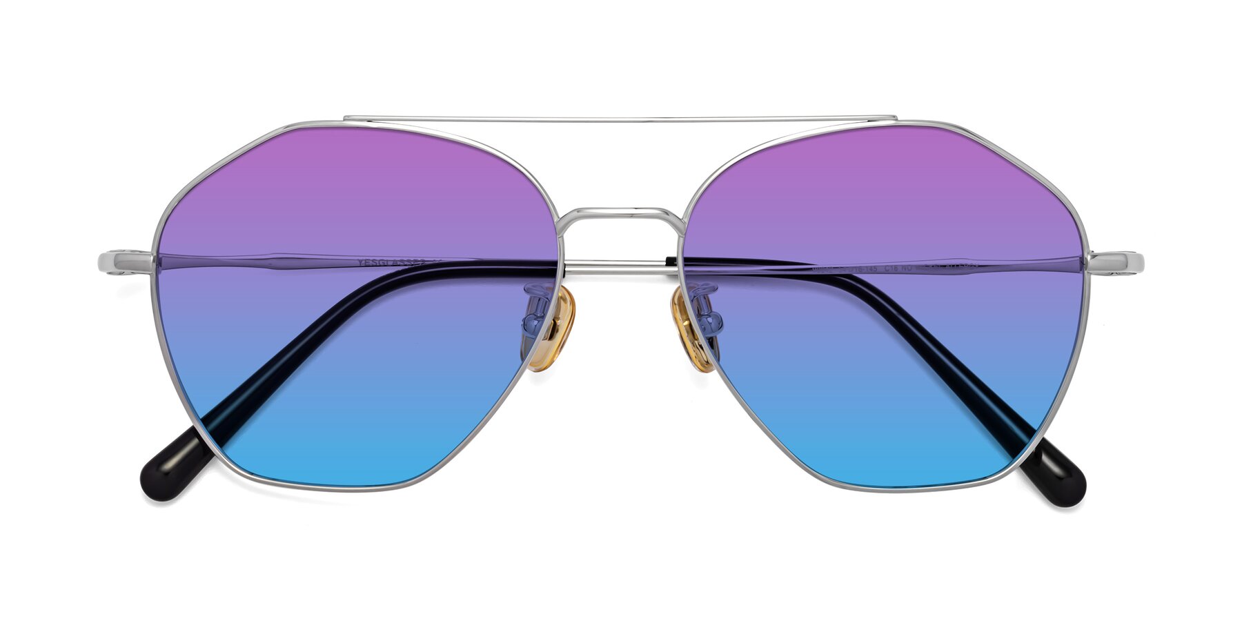 Folded Front of Linton in Silver with Purple / Blue Gradient Lenses
