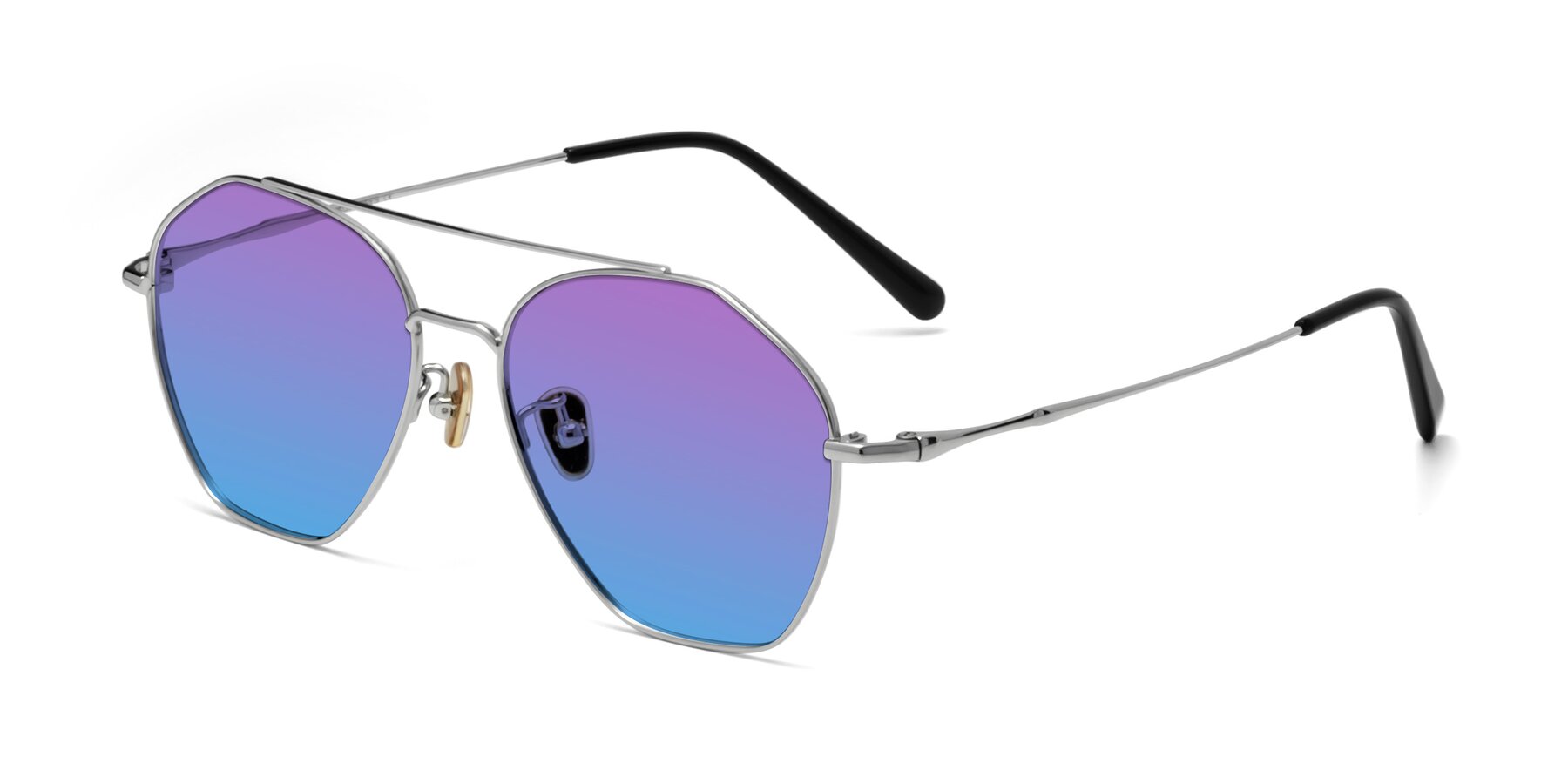 Angle of Linton in Silver with Purple / Blue Gradient Lenses