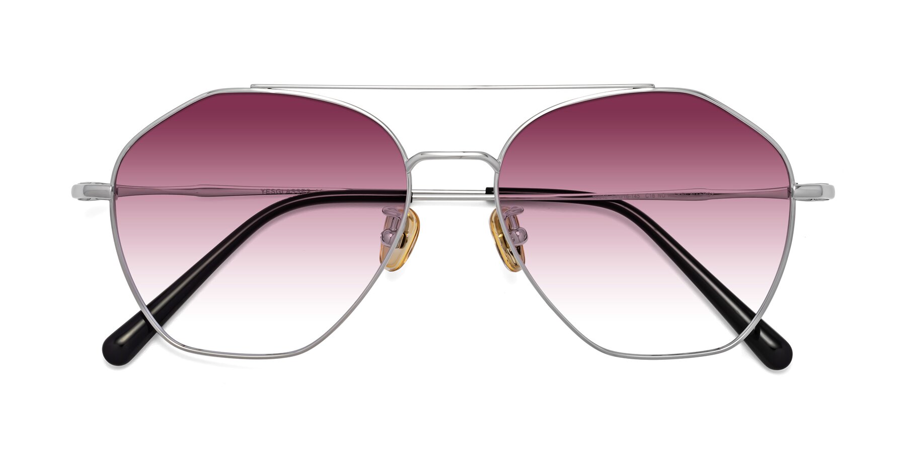 Folded Front of Linton in Silver with Wine Gradient Lenses