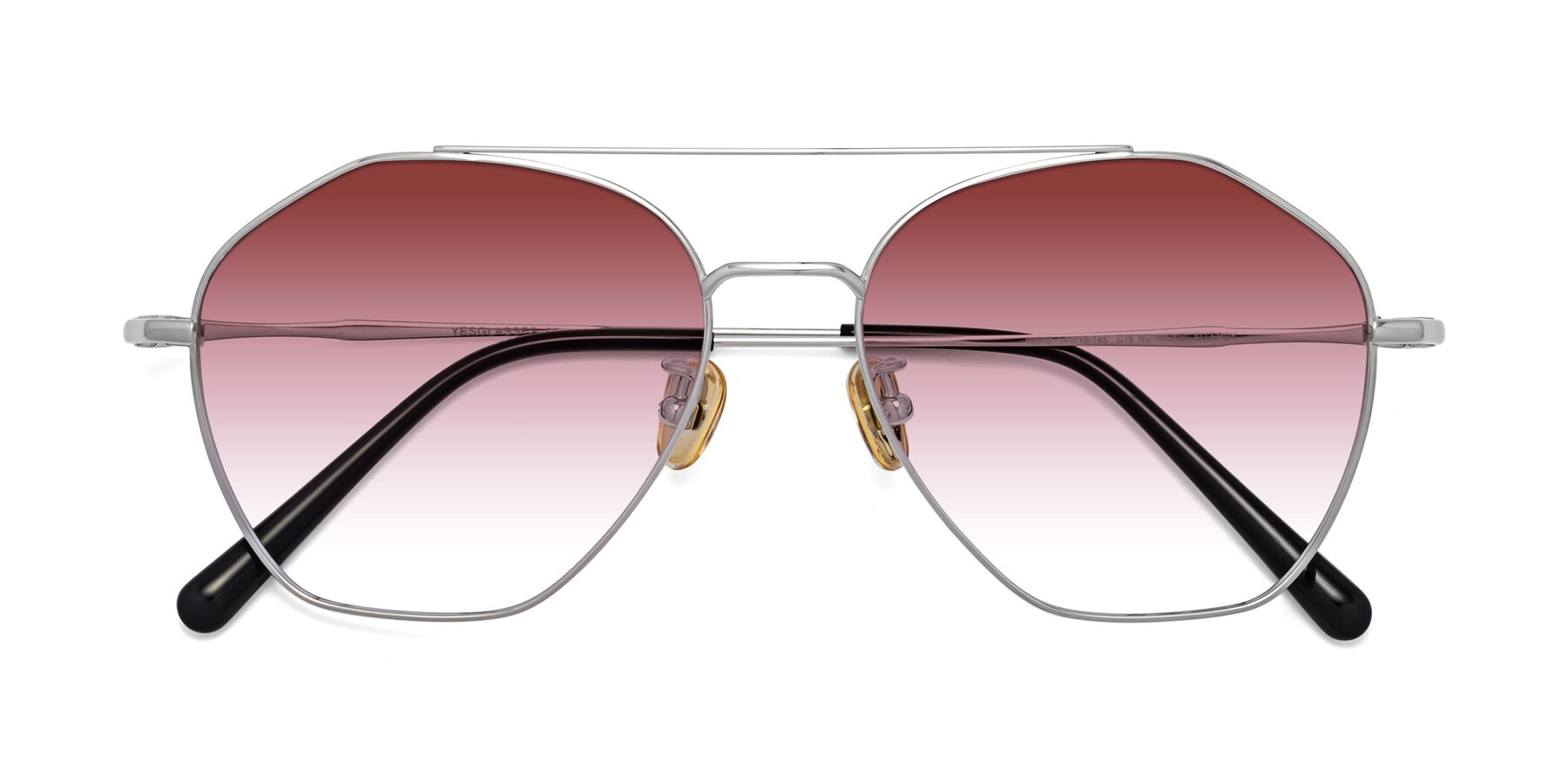 Folded Front of Linton in Silver with Garnet Gradient Lenses