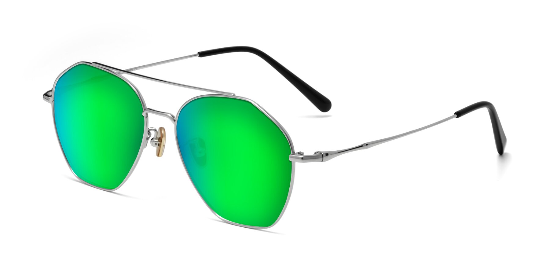 Angle of Linton in Silver with Green Mirrored Lenses