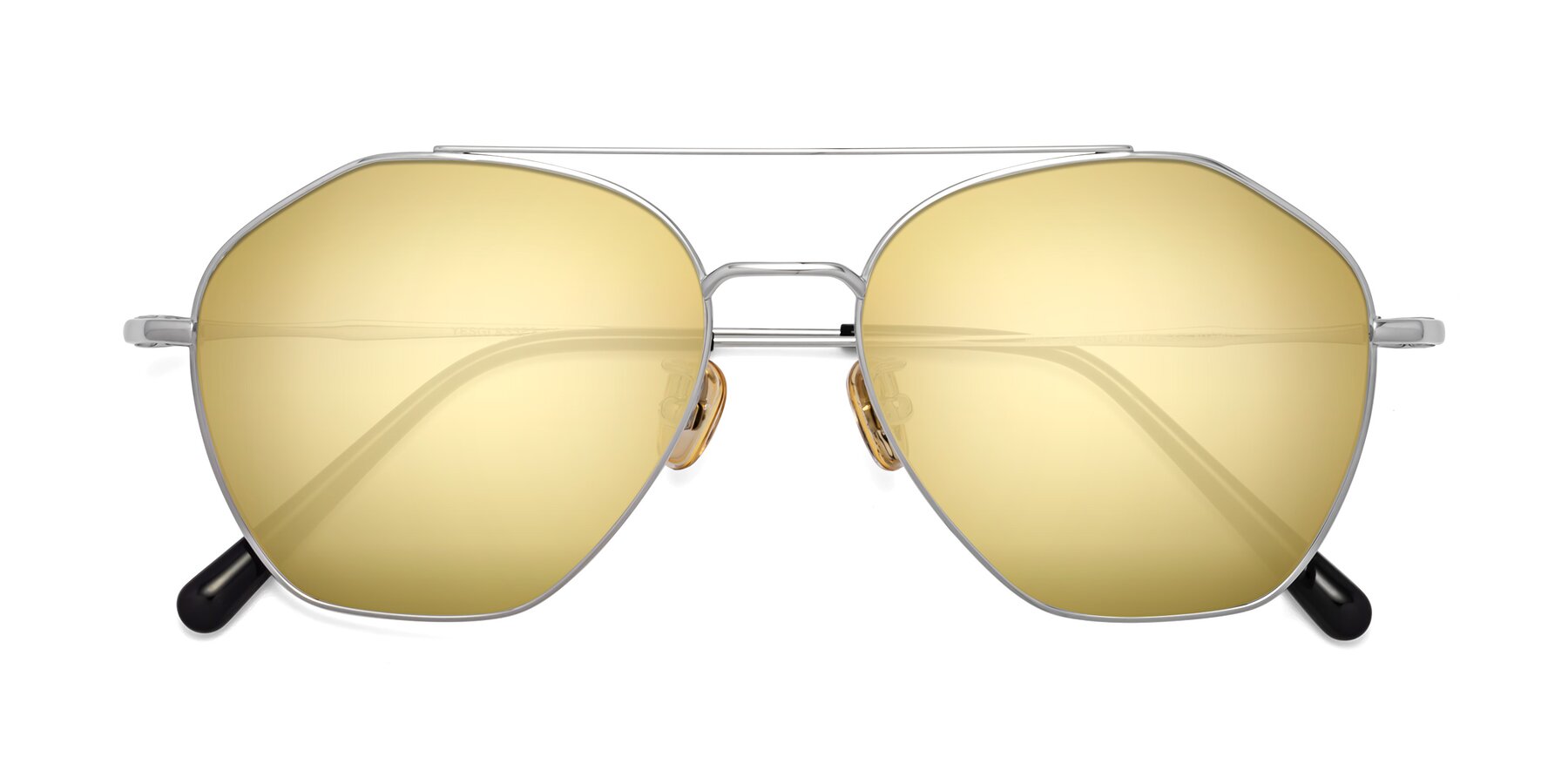 Folded Front of Linton in Silver with Gold Mirrored Lenses