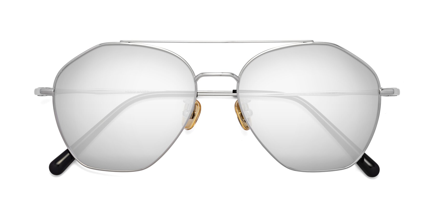 Folded Front of Linton in Silver with Silver Mirrored Lenses