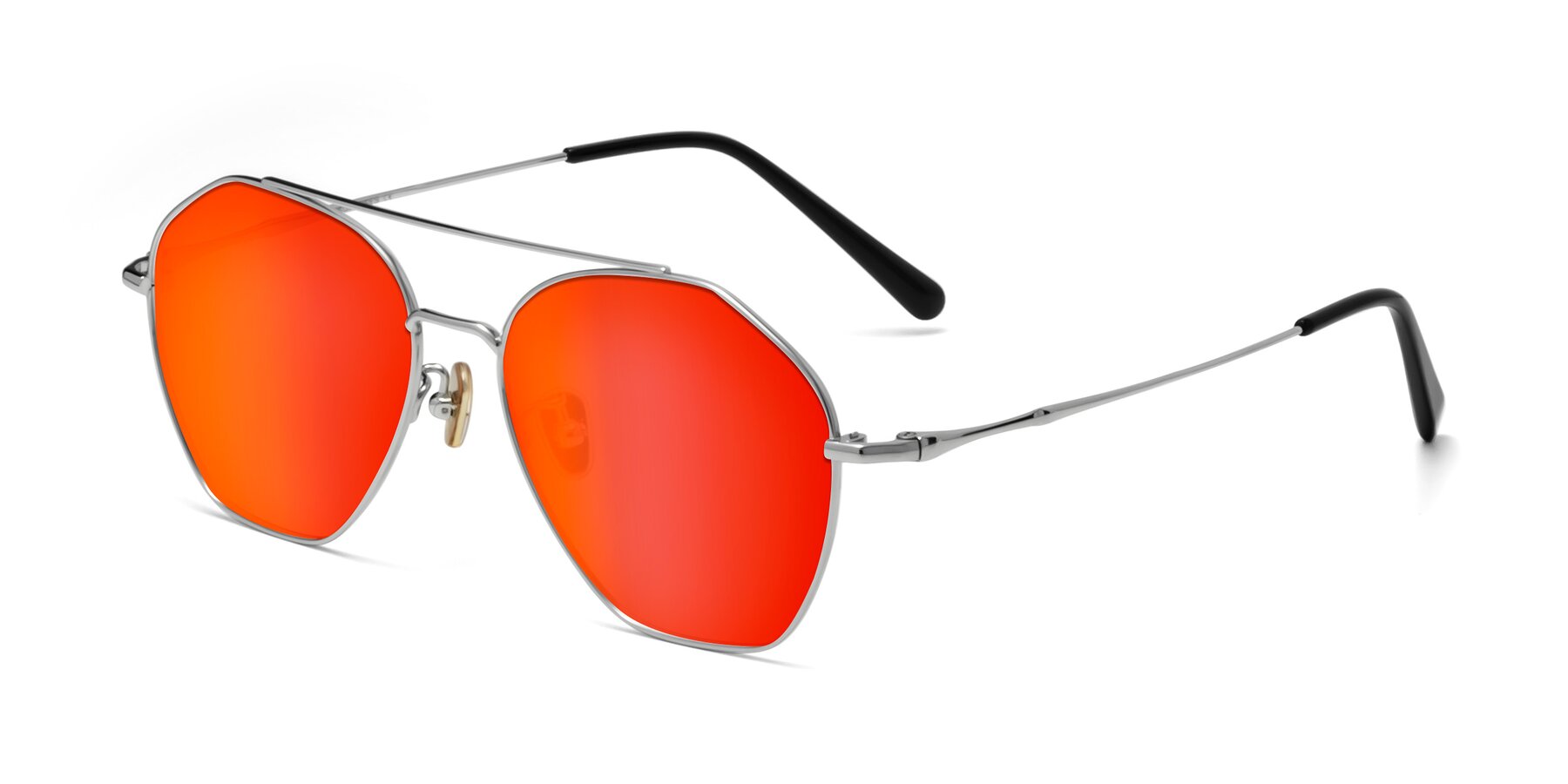 Angle of 90042 in Silver with Red Gold Mirrored Lenses