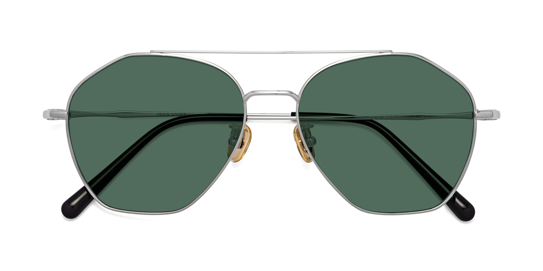 Folded Front of 90042 in Silver with Green Polarized Lenses