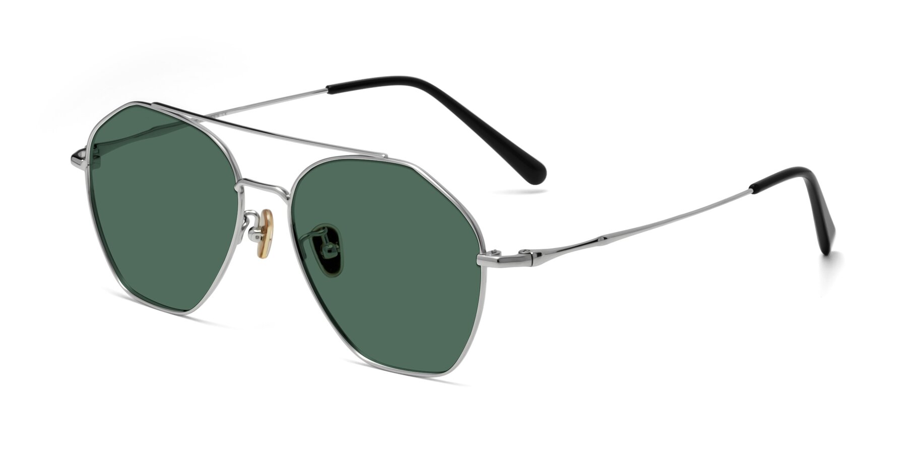 Angle of 90042 in Silver with Green Polarized Lenses