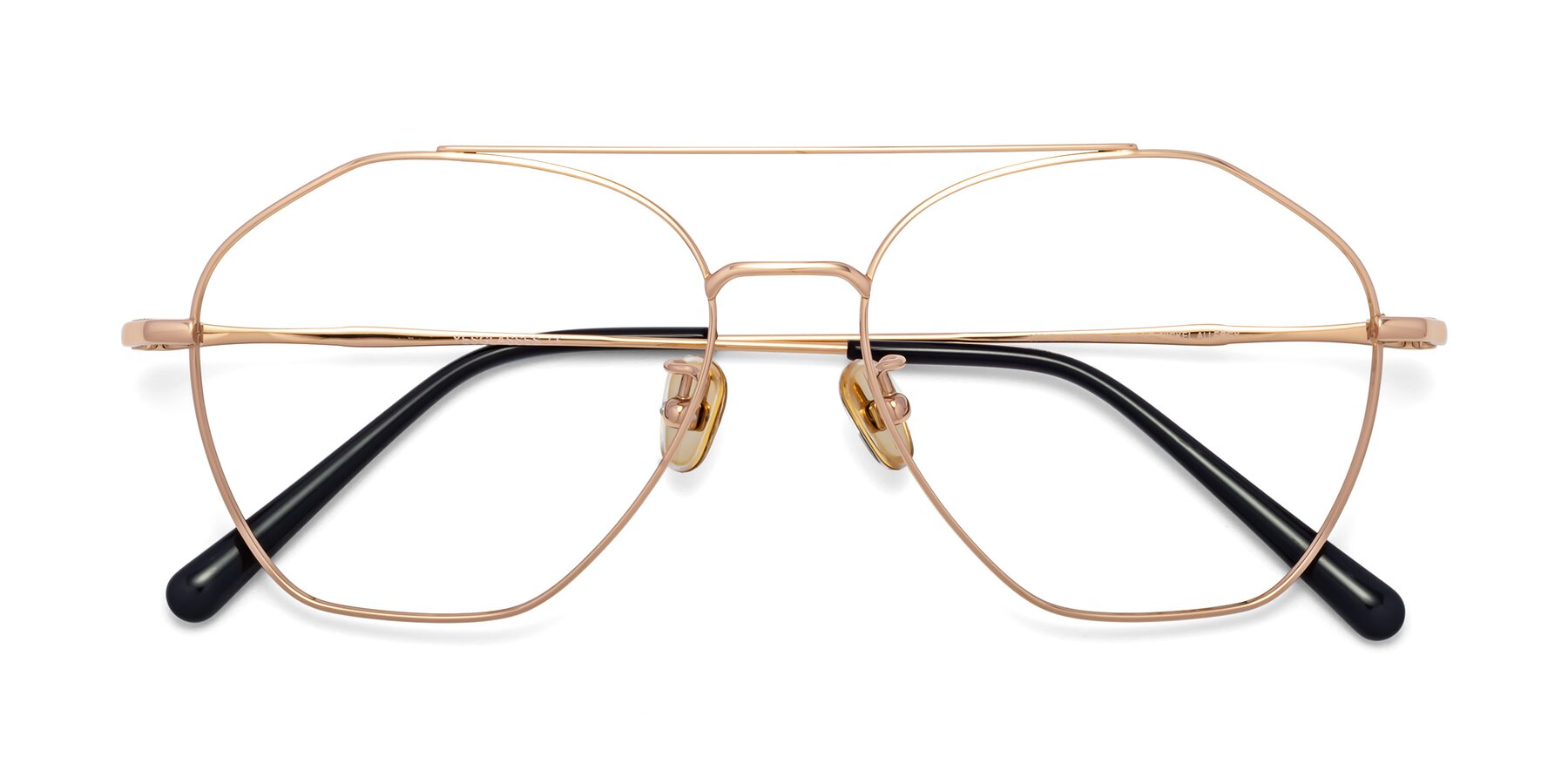 Folded Front of Linton in Rose Gold with Clear Eyeglass Lenses