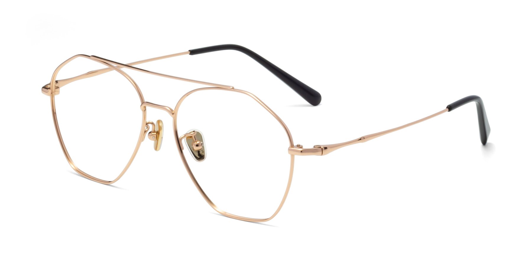 Angle of 90042 in Rose Gold with Clear Eyeglass Lenses