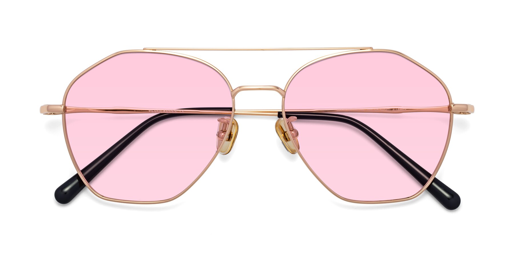 Folded Front of 90042 in Rose Gold with Light Pink Tinted Lenses