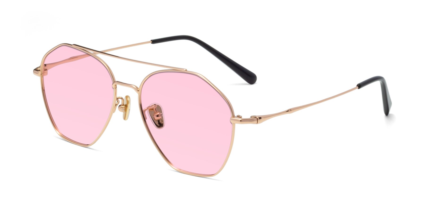 Angle of Linton in Rose Gold with Light Pink Tinted Lenses