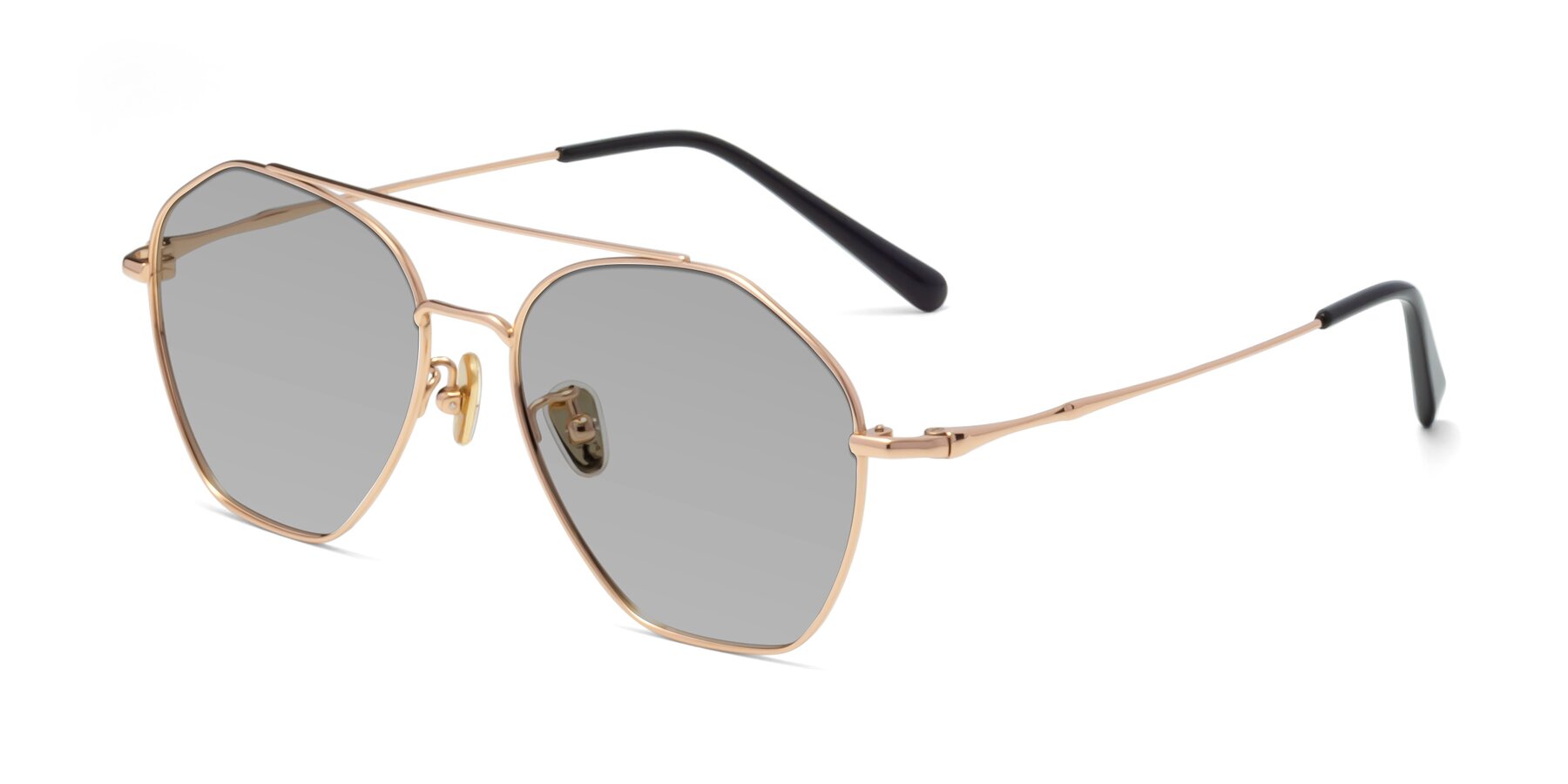 Angle of 90042 in Rose Gold with Light Gray Tinted Lenses