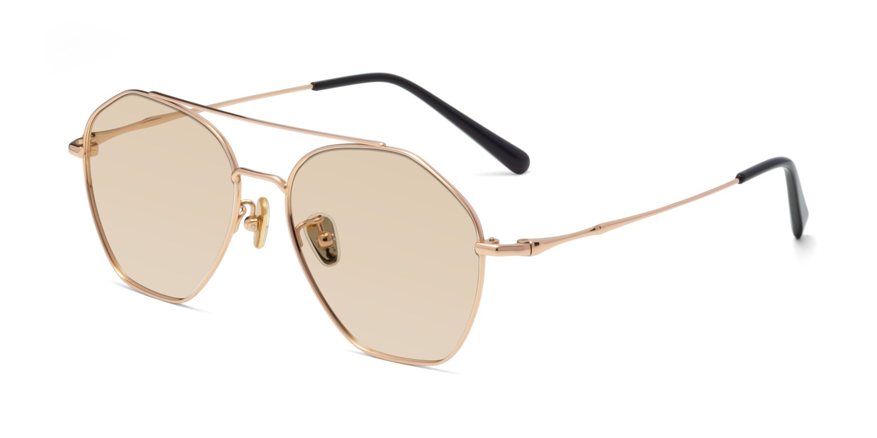 Angle of Linton in Rose Gold with Light Brown Tinted Lenses