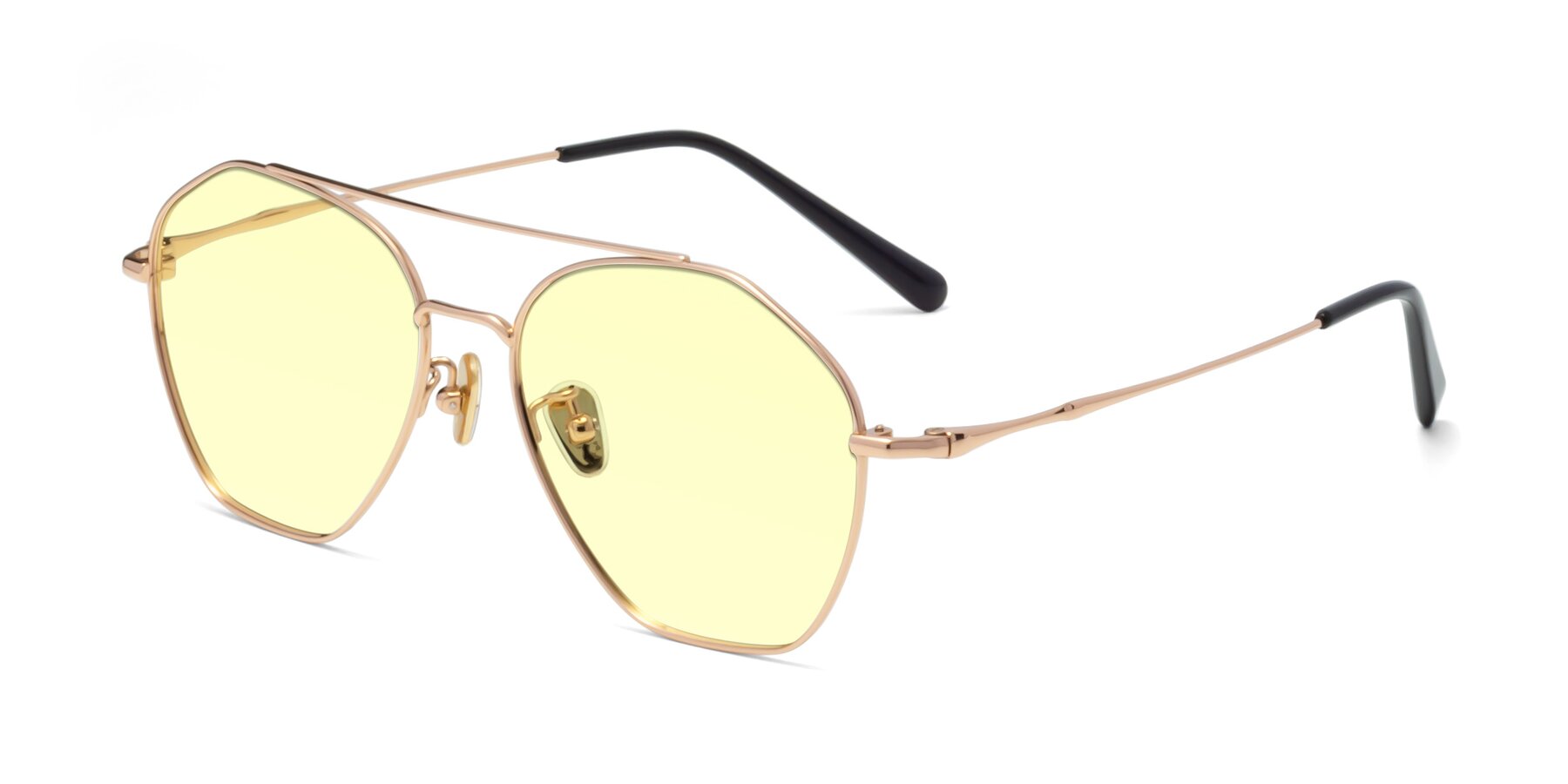 Angle of 90042 in Rose Gold with Light Yellow Tinted Lenses