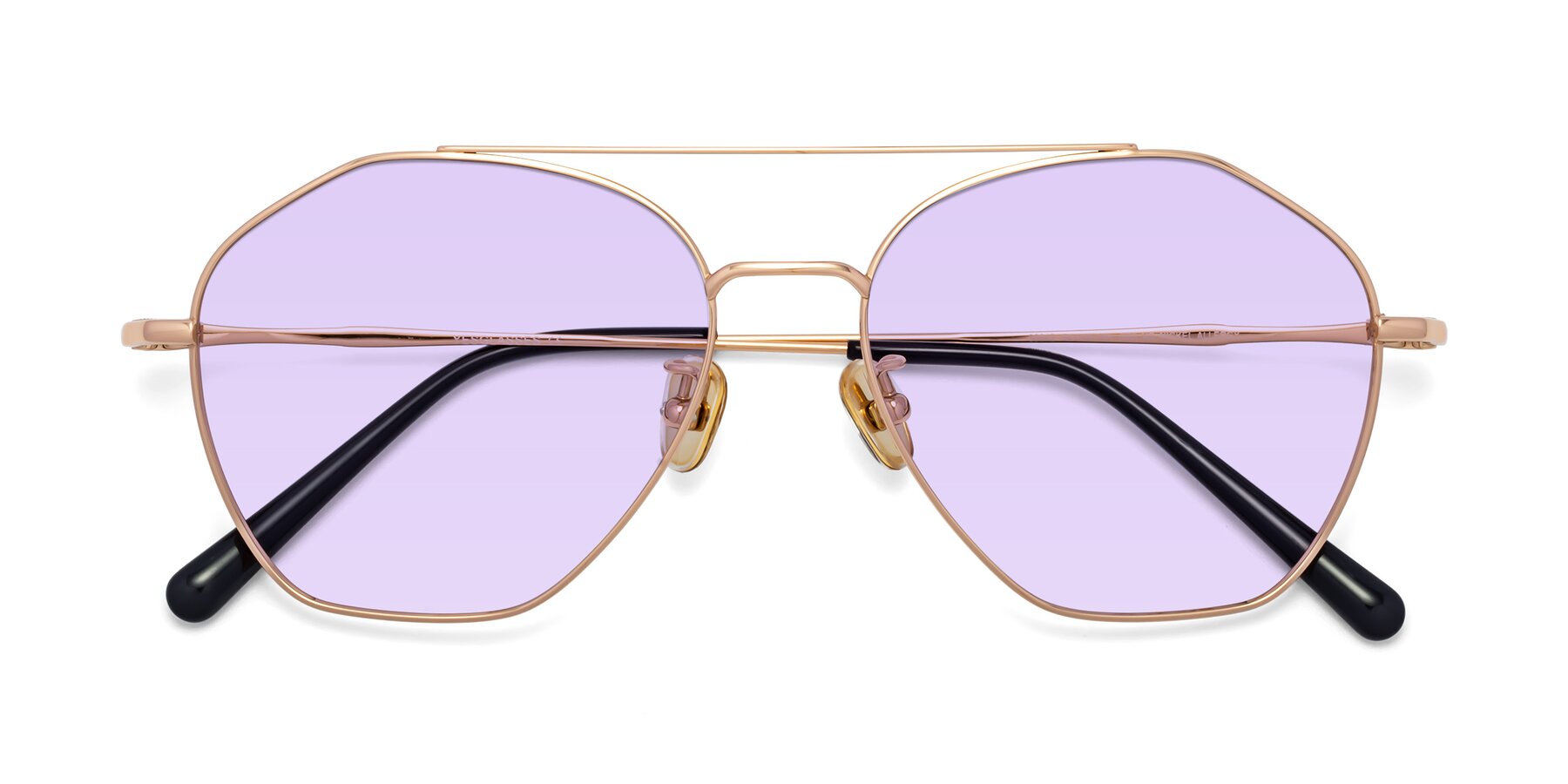 Folded Front of 90042 in Rose Gold with Light Purple Tinted Lenses