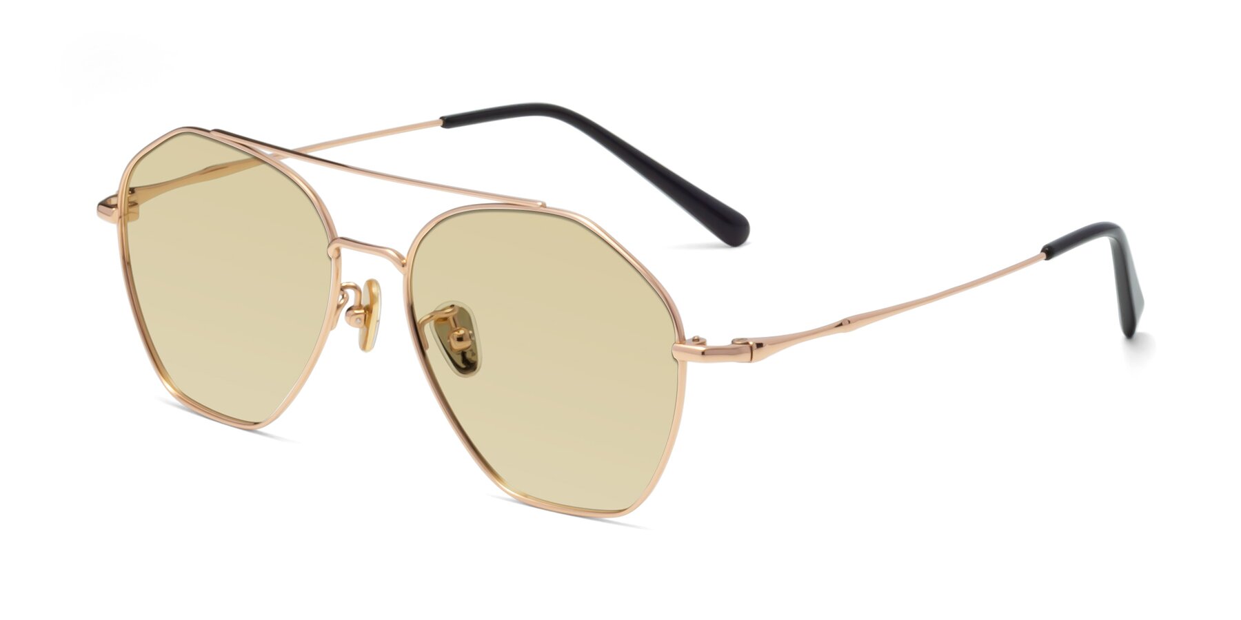 Angle of 90042 in Rose Gold with Light Champagne Tinted Lenses
