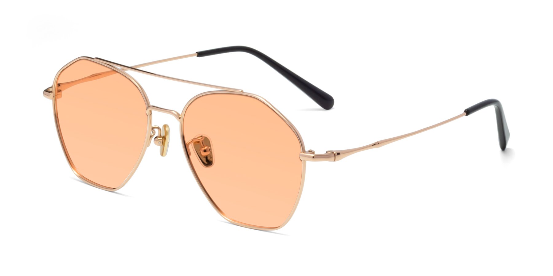 Angle of Linton in Rose Gold with Light Orange Tinted Lenses