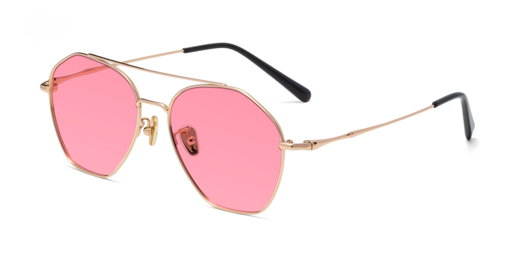Angle of Linton in Rose Gold with Pink Tinted Lenses