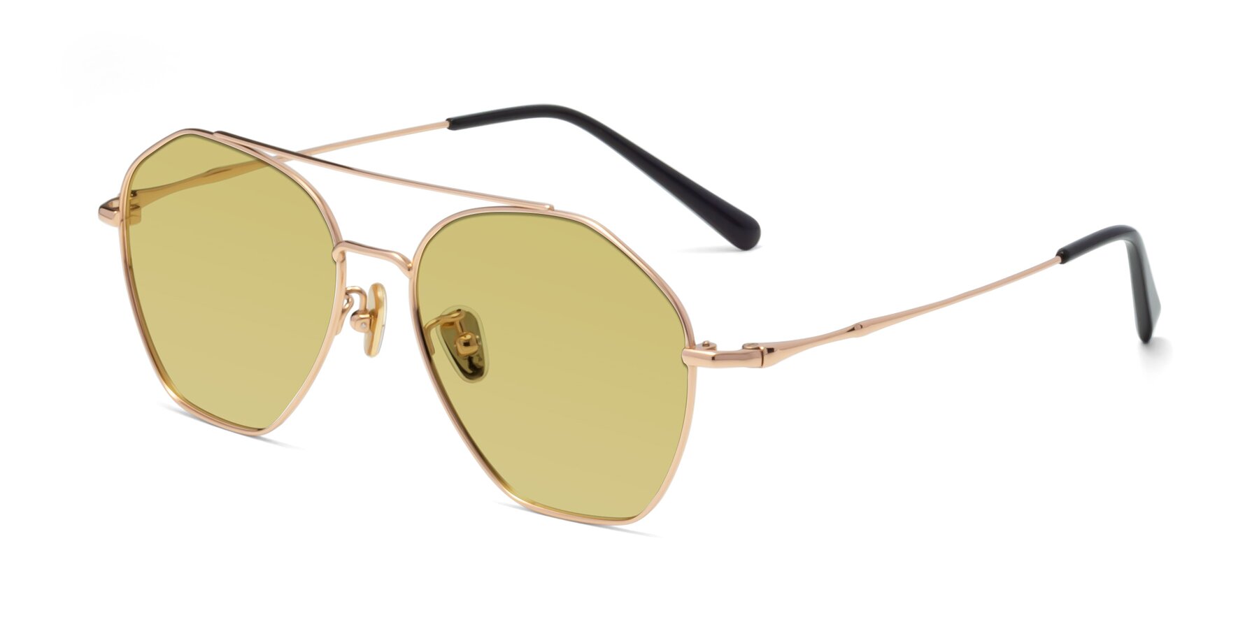 Angle of Linton in Rose Gold with Medium Champagne Tinted Lenses