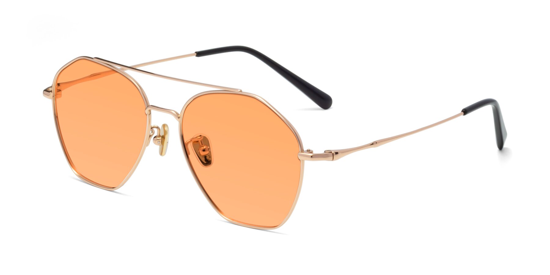 Angle of Linton in Rose Gold with Medium Orange Tinted Lenses
